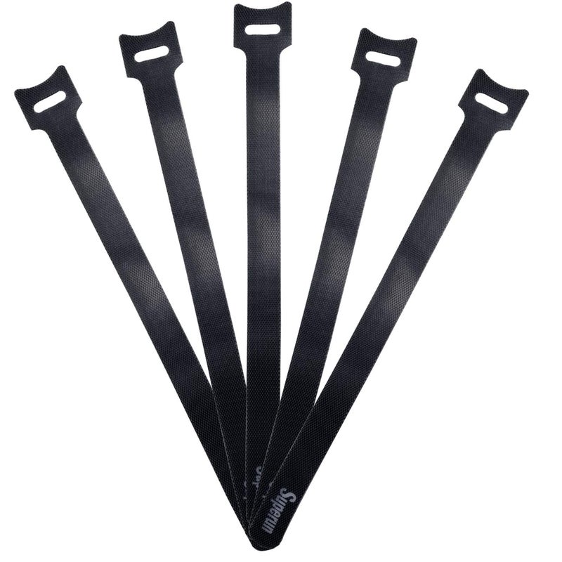 Superun 50 Pcs Black 10 Inch Fastening Cable Ties Reusable Cord Organizer, Adjustable Hook and Loop Wire Wrap Cable Management - Image 1